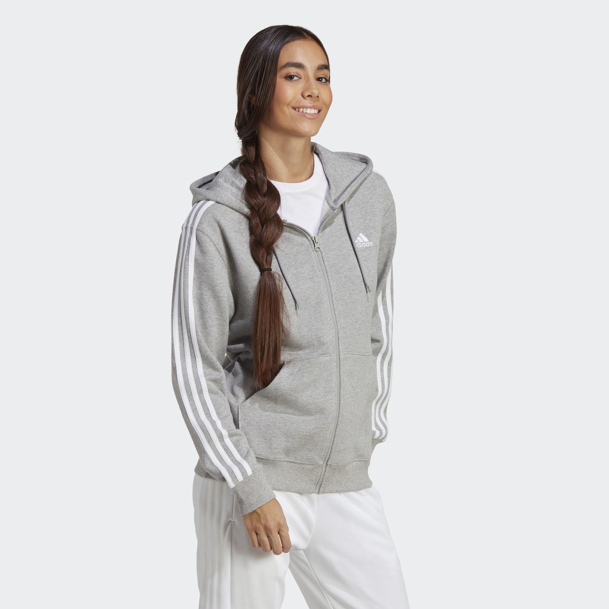 Adidas Chaqueta con capucha Essentials French Terry Regular 3 bandas. 4