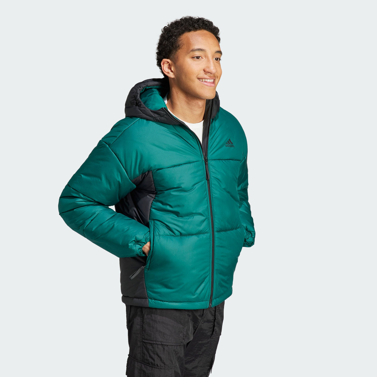 Adidas BSC 3-Stripes Puffy Hooded Jacket. 4