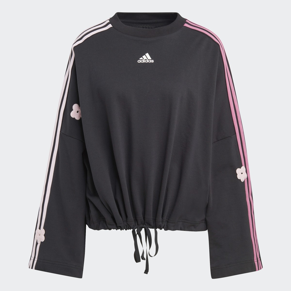 Adidas 3-Stripes Sweatshirt with Chenille Flower Patches. 5