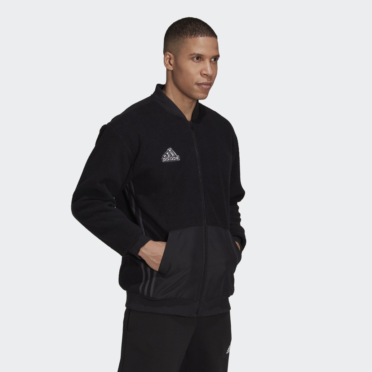 Adidas Essentials Holiday Pack Sherpa Bomber Jacket. 5