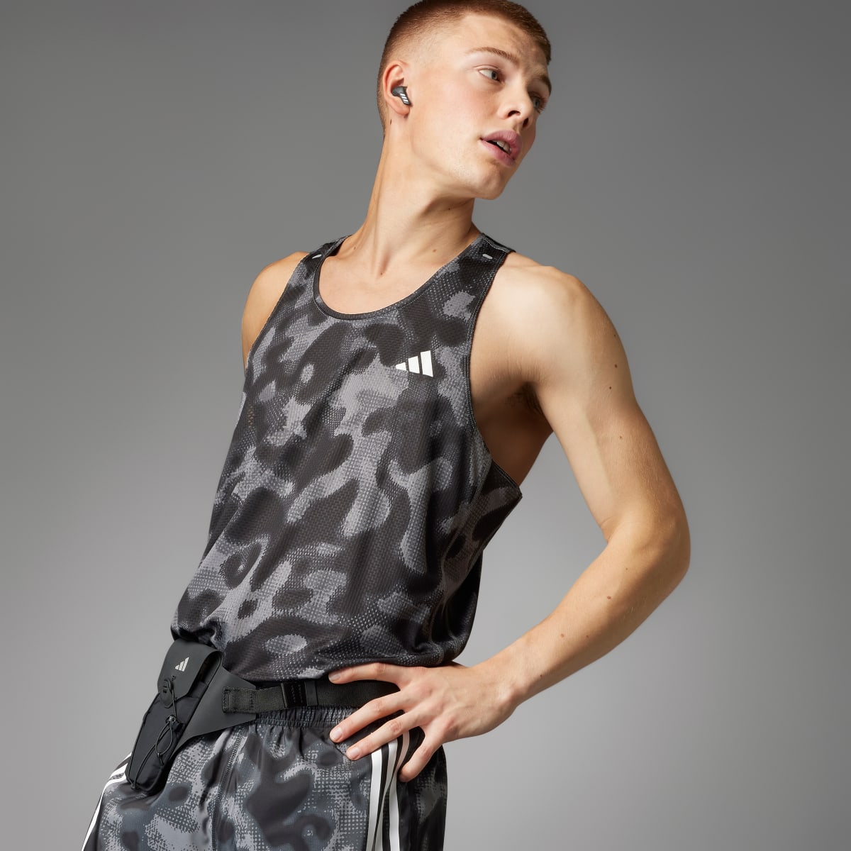 Adidas Own the Run 3-Stripes Allover Print Singlet. 7