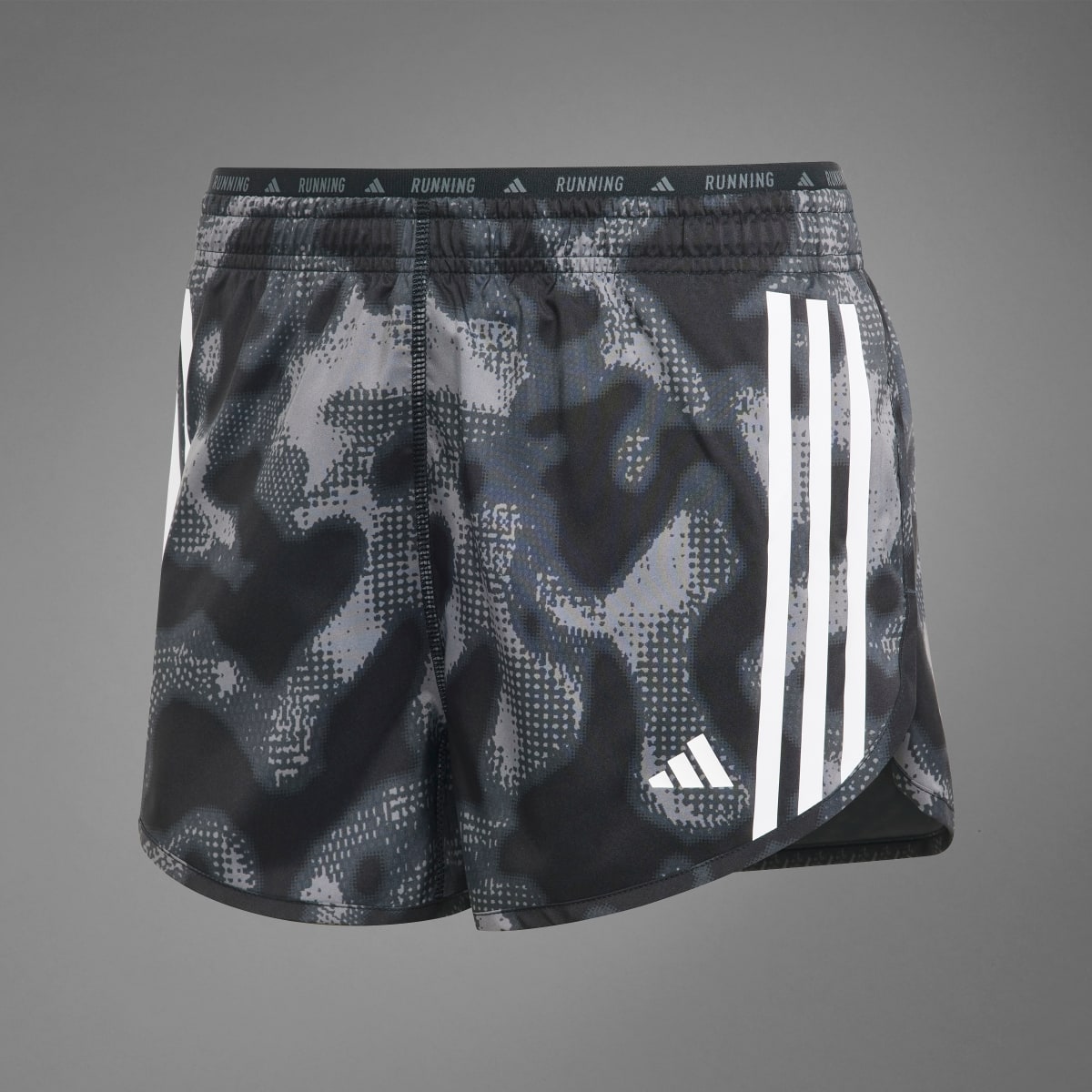 Adidas Own the Run 3-Streifen Allover Print Shorts. 9