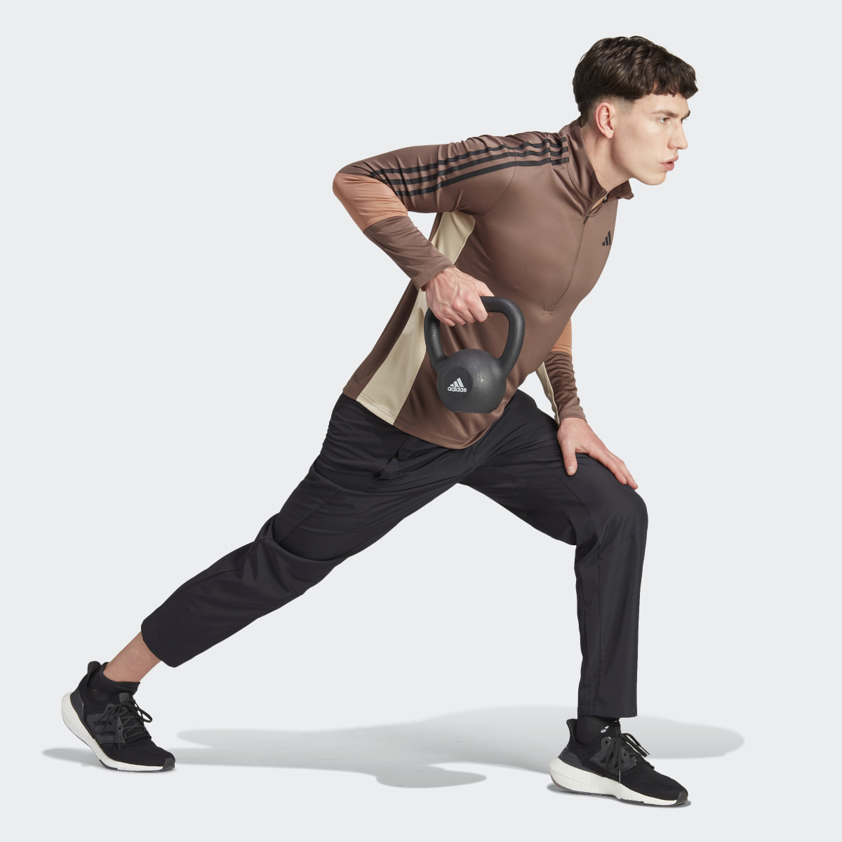 Adidas T-shirt de training à manches longues et zip 1/4 Colorblock. 4