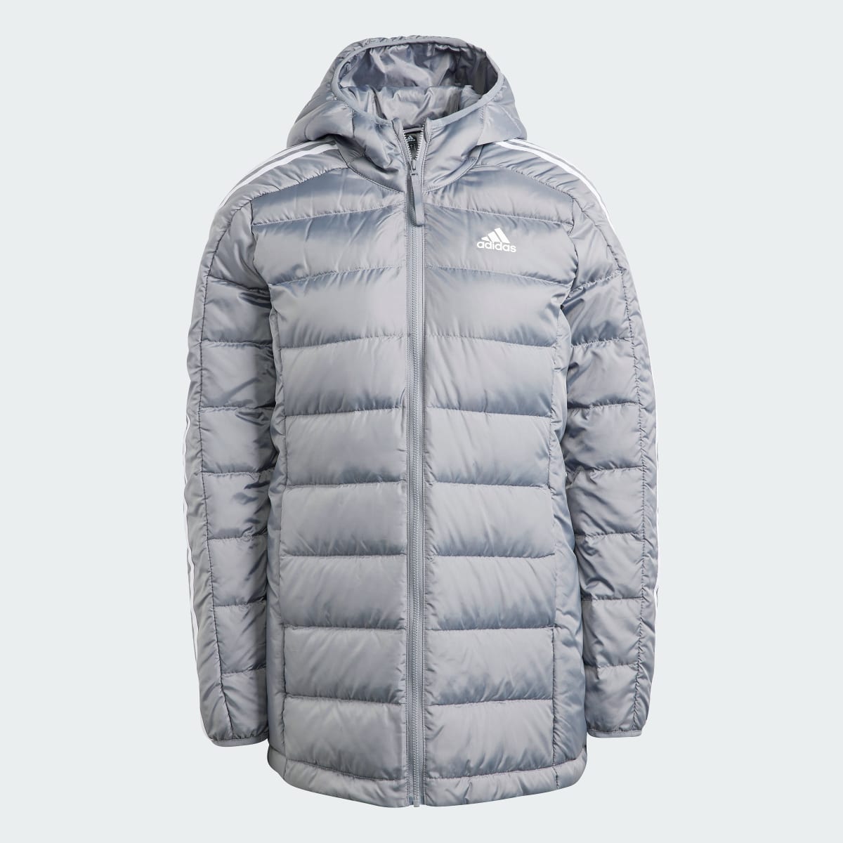 Adidas Parka con capucha Essentials Light Down 3 bandas. 5