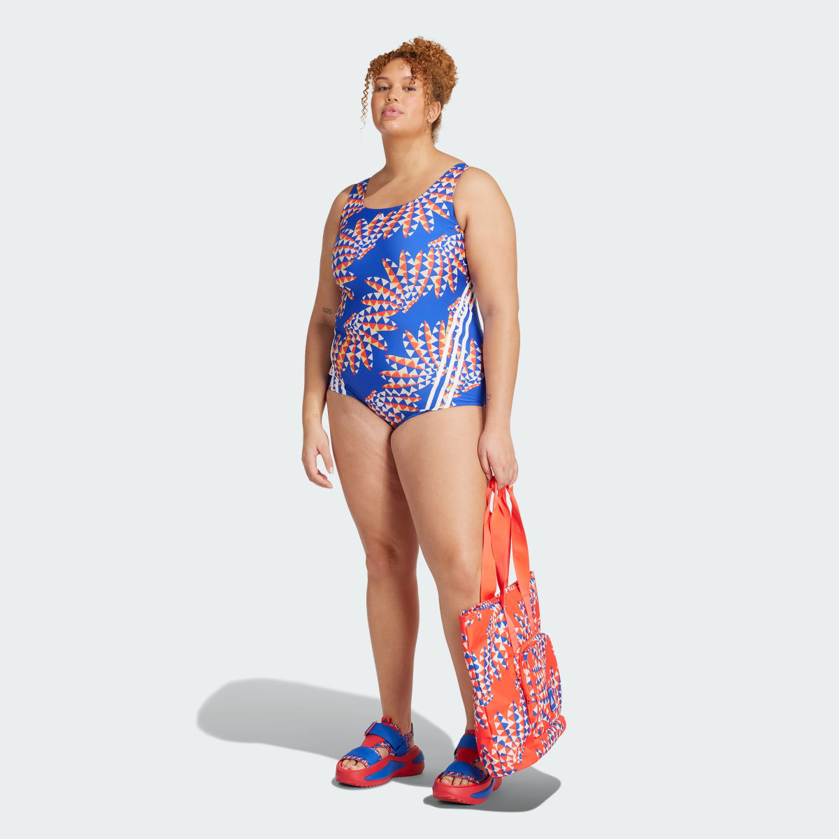 Adidas FARM Rio 3-Stripes CLX Swimsuit (Plus Size). 6