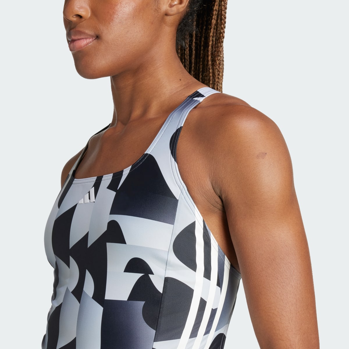 Adidas 3-Stripes Graphic V-Back Swimsuit. 7