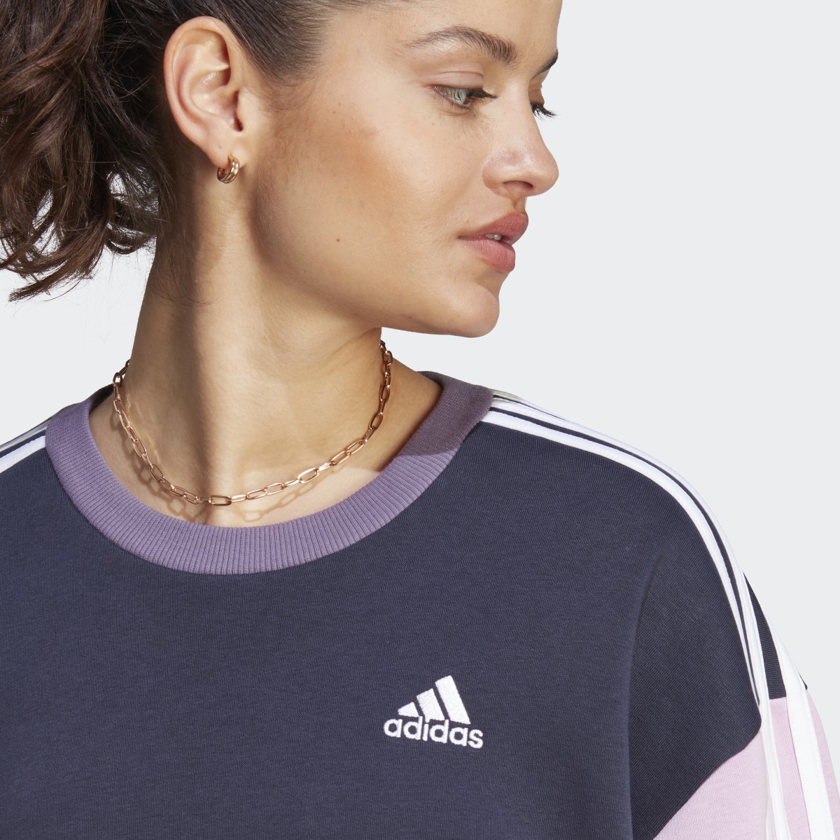 Adidas Essentials 3-Stripes Oversized Fleece Sweatshirt. 6