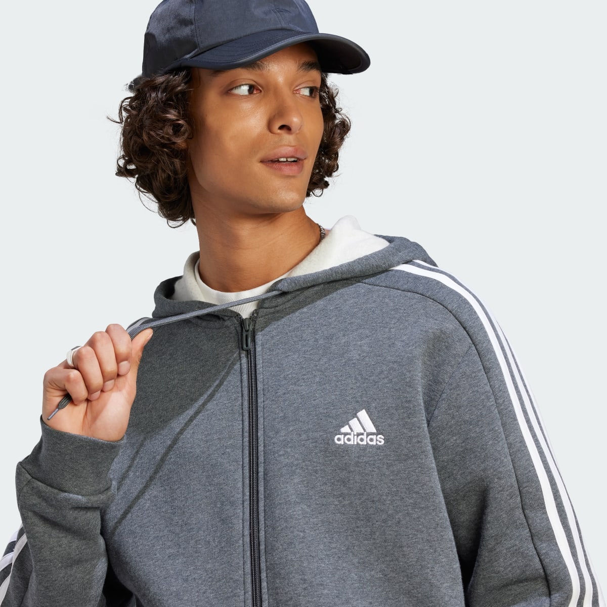 Adidas Essentials Fleece 3-Stripes Full-Zip Hoodie. 6
