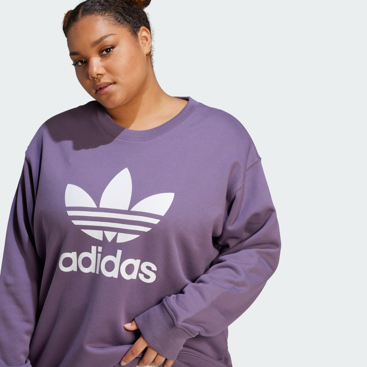 Adidas Adicolor Trefoil Crew Sweatshirt (Plus Size). 5