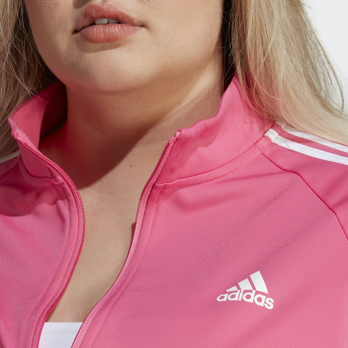 Adidas Essentials Warm-Up Tricot Slim 3-Stripes Track Jacket (Plus Size). 7