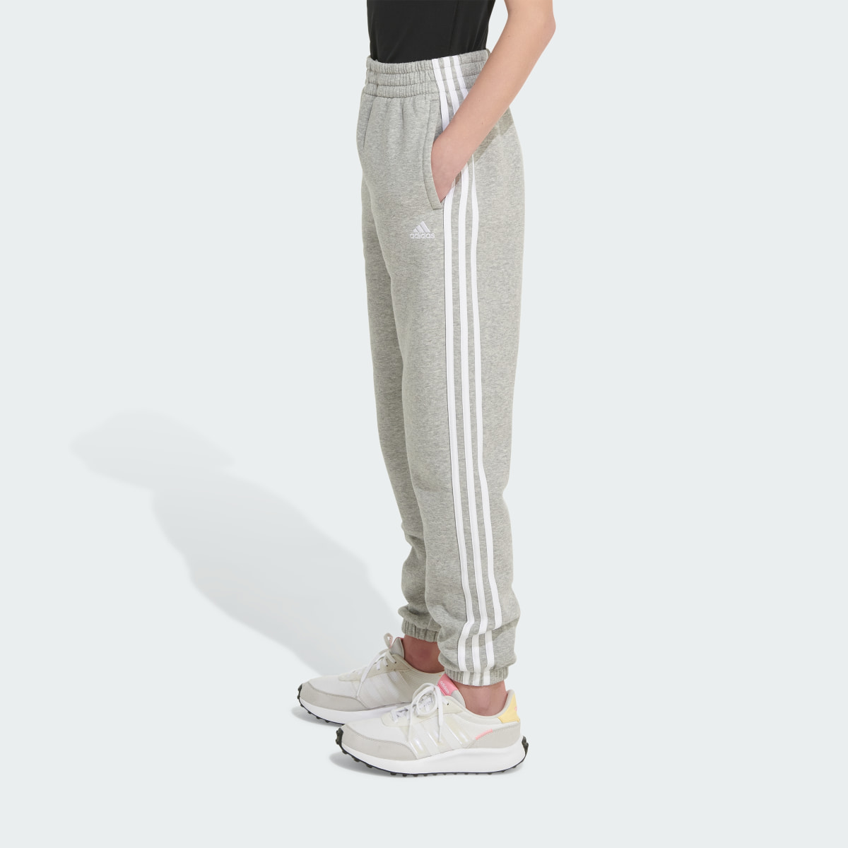 Adidas Elastic Waistband 3-Stripe Cotton Fleece Jogger. 5