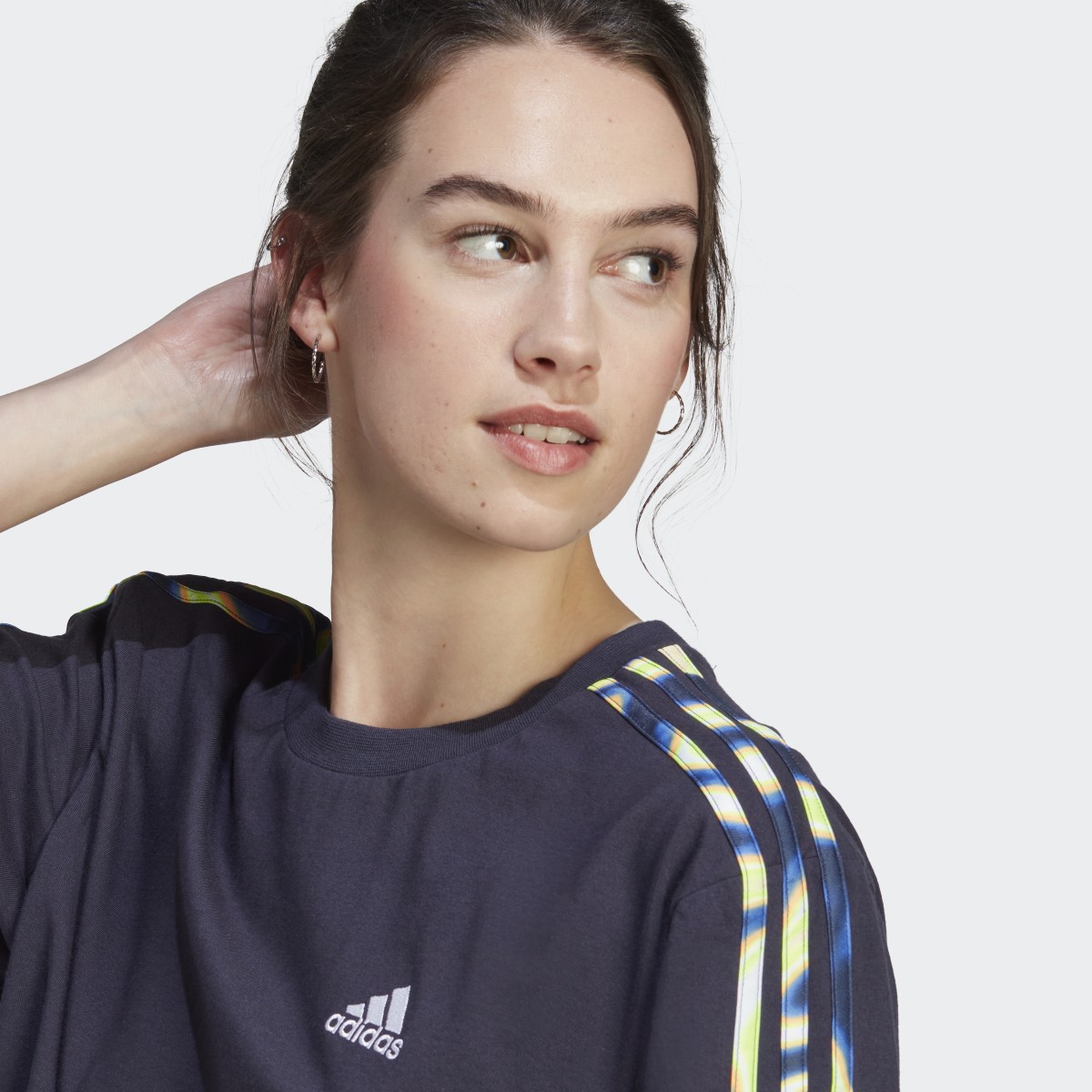 Adidas Vibrant Print 3-Stripes Cotton Crop Tee. 6