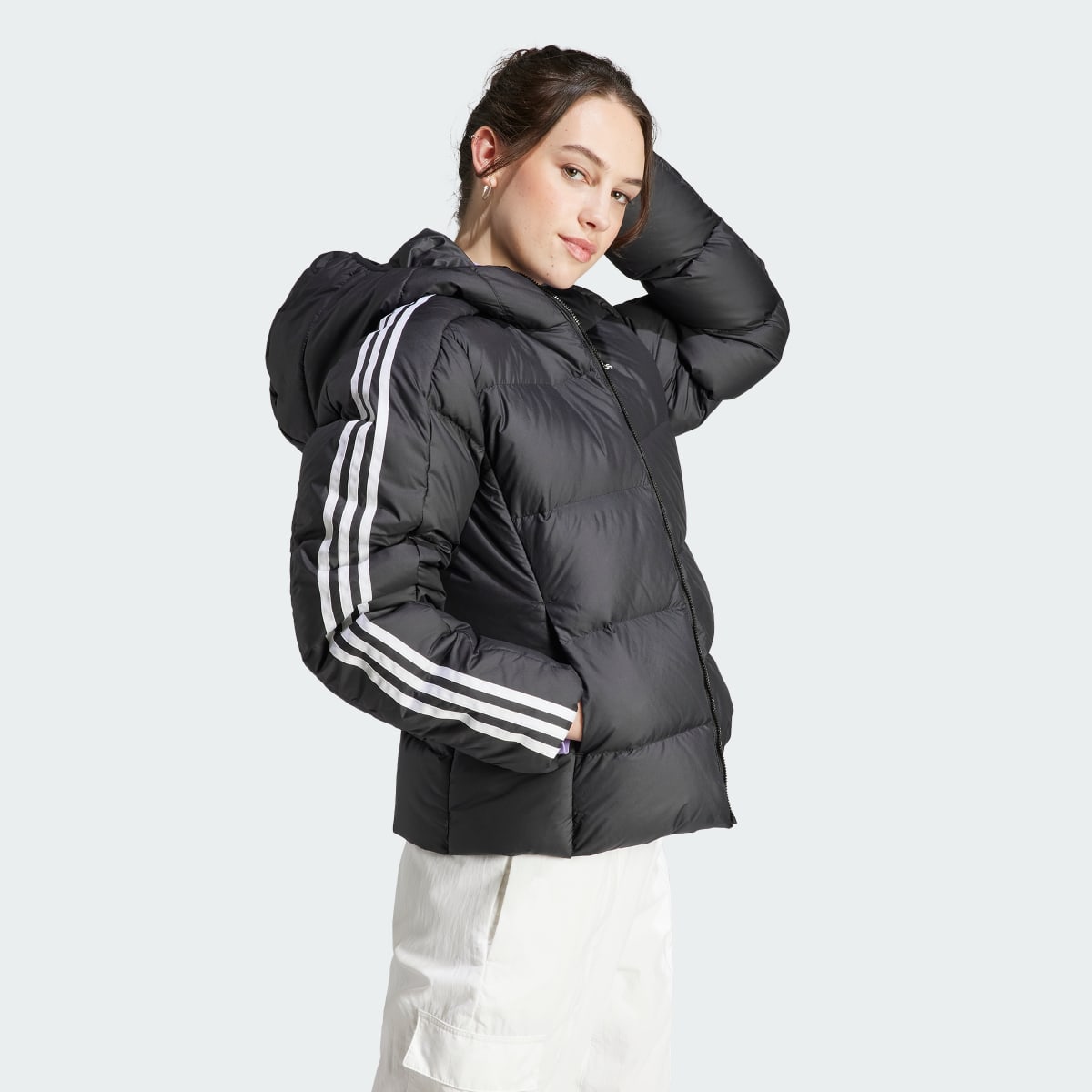 Adidas Essentials 3-Stripes Mid Down Hooded Jacket. 4
