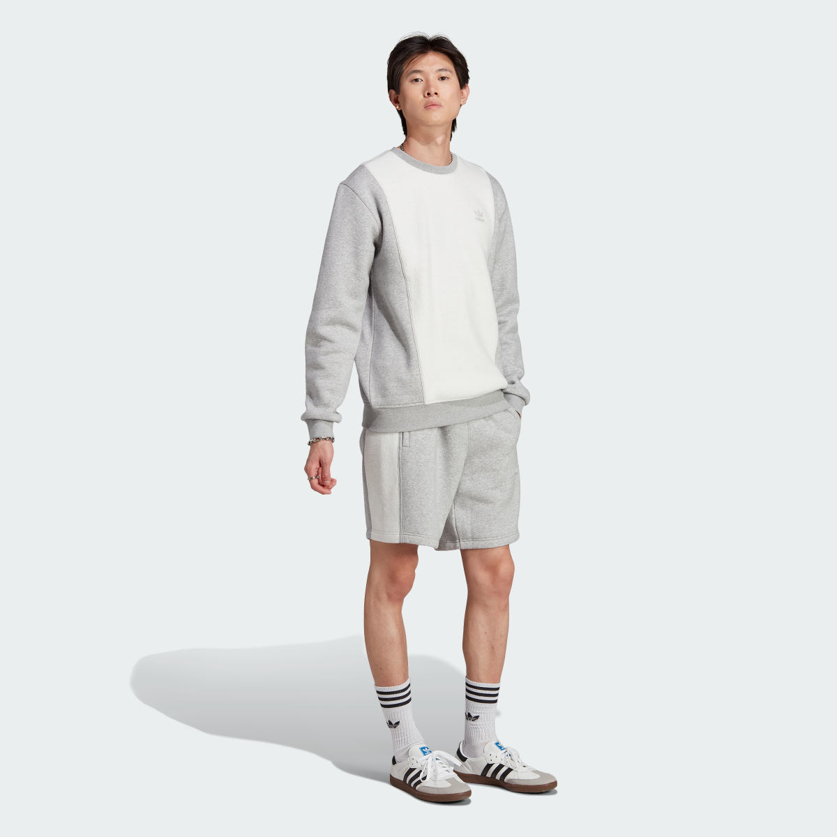 Adidas Essentials+ Trefoil Reverse Material Crew Sweatshirt. 4