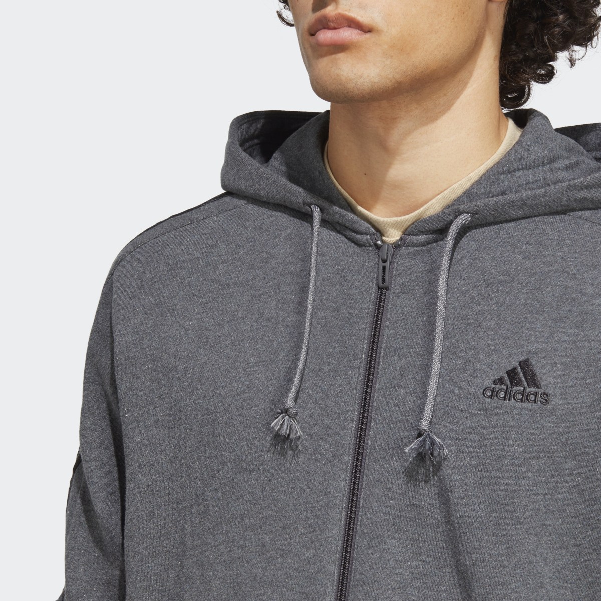 Adidas Essentials French Terry 3-Stripes Full-Zip Hoodie. 6