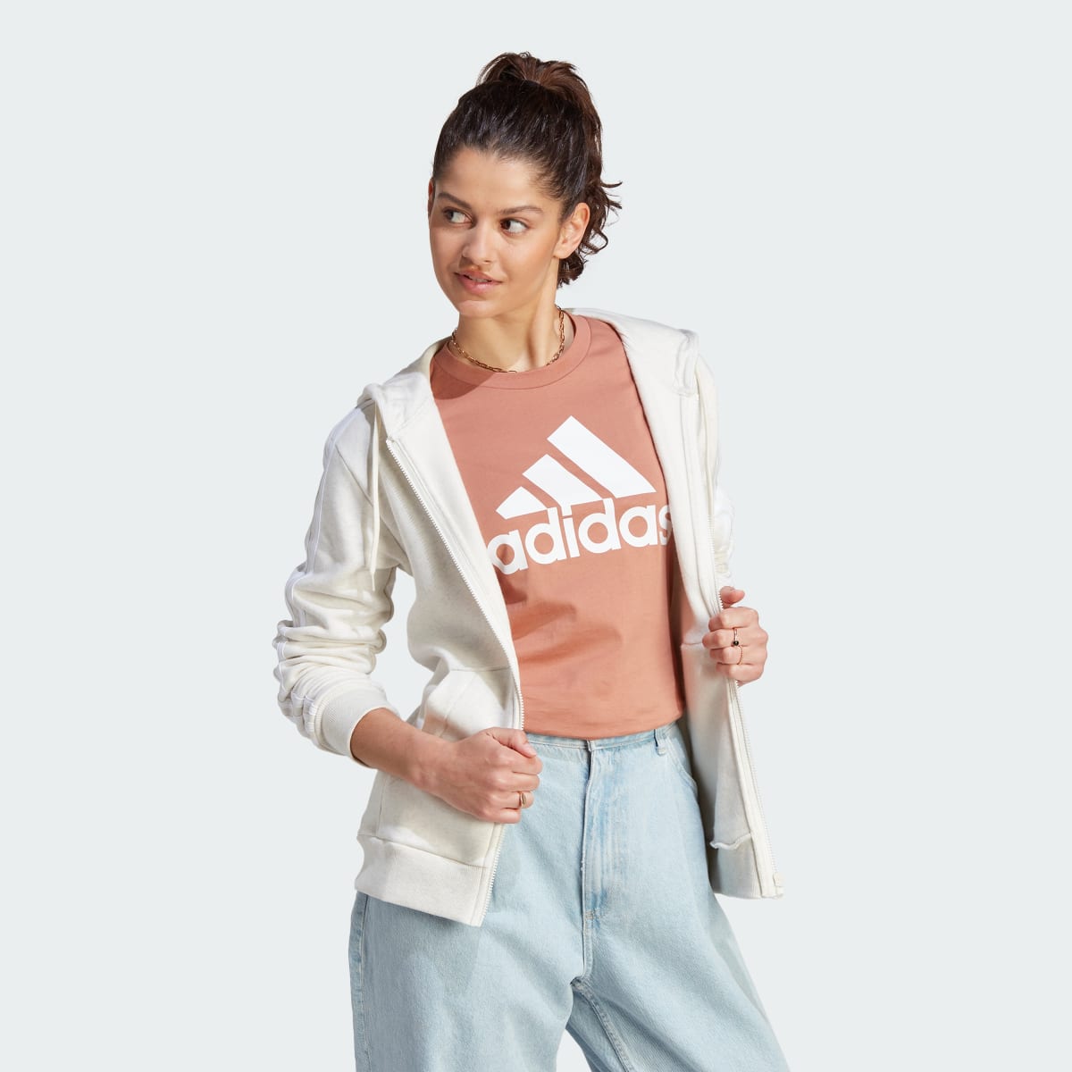 Adidas Veste à capuche molleton entièrement zippée 3 bandes Essentials. 4