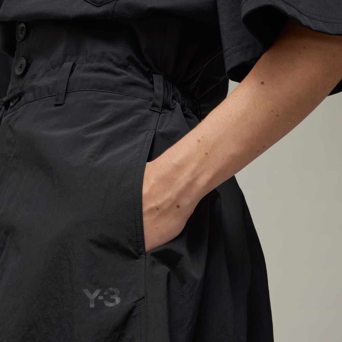 Adidas Y-3 Crinkle Nylon Skirt. 6