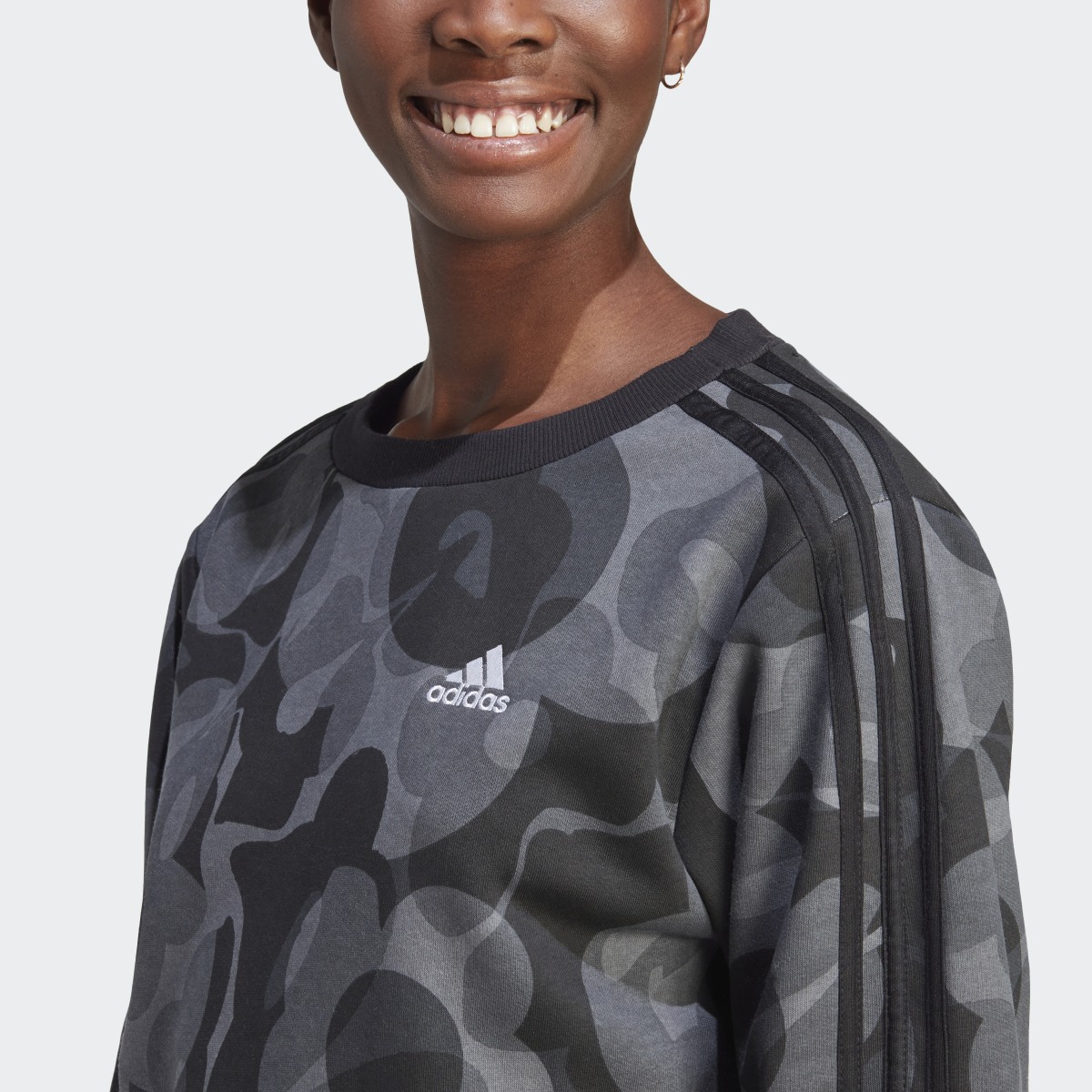 Adidas Floral Graphic 3-Stripes Fleece Sweatshirt. 7