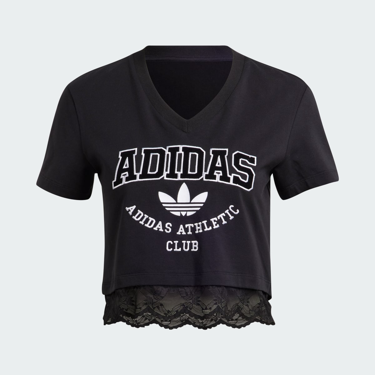 Adidas Cropped Lace Trim Tee. 5