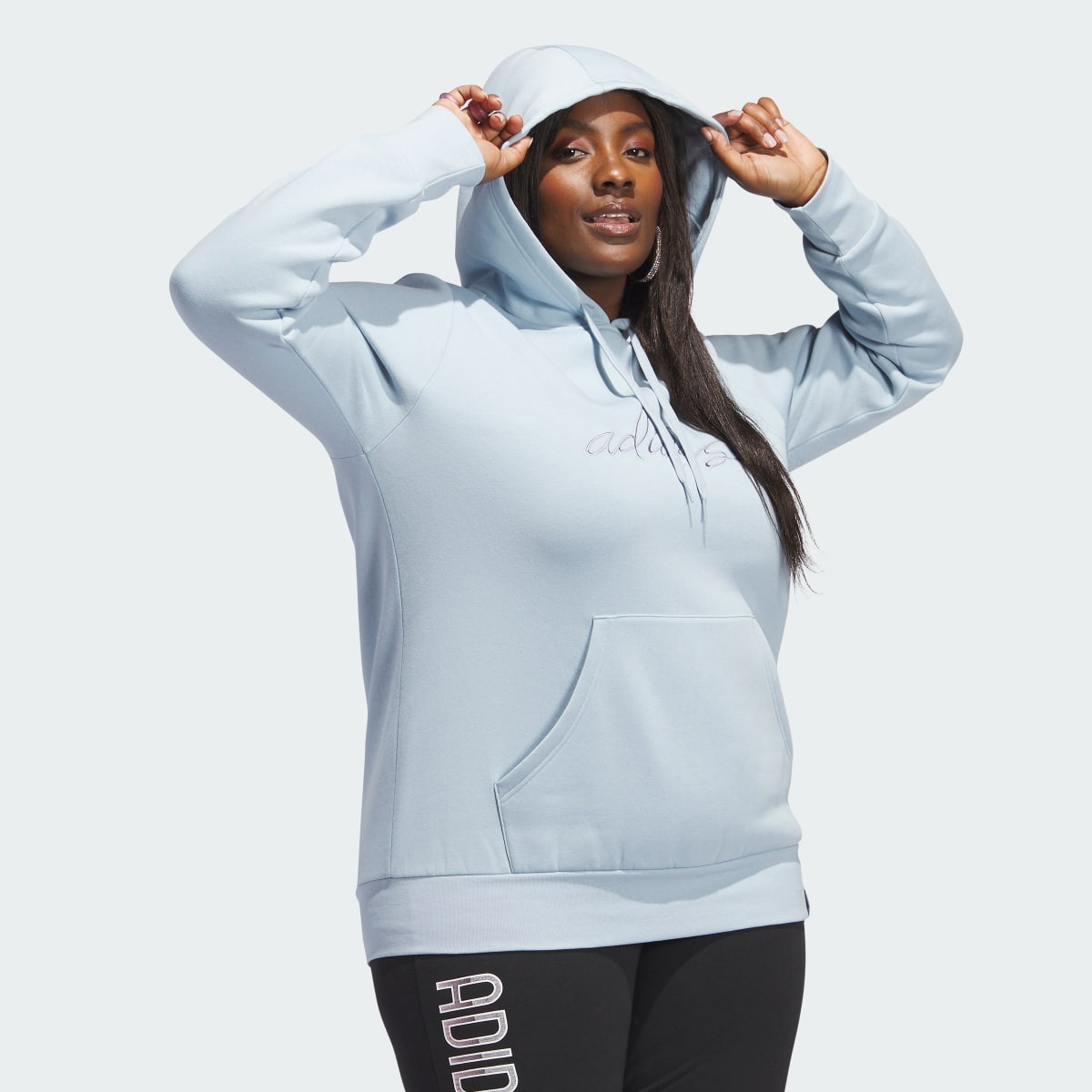 Adidas Embroidered Logo Hoodie (Plus Size). 4