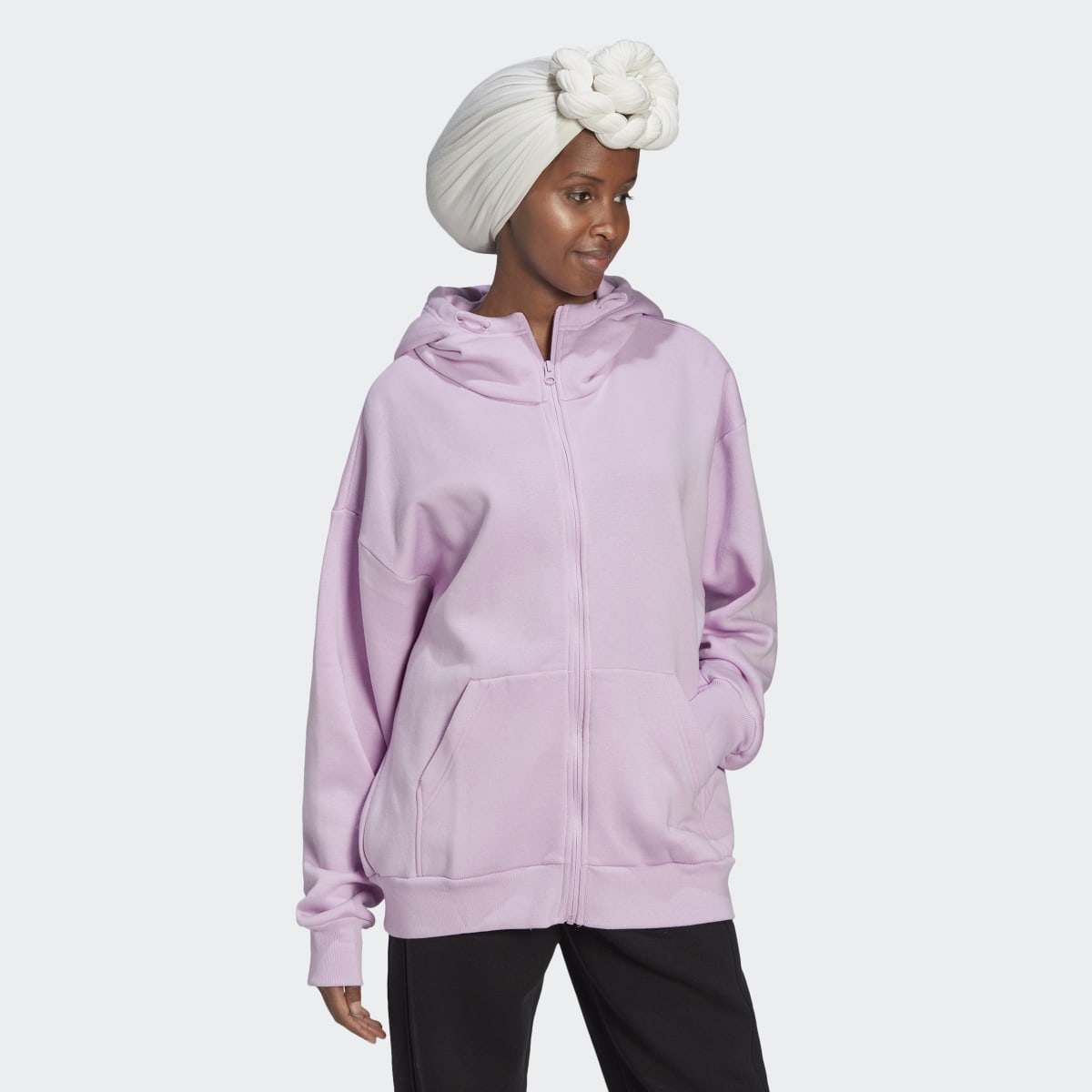 Adidas Felpa con cappuccio Studio Lounge Fleece Full-Zip. 4