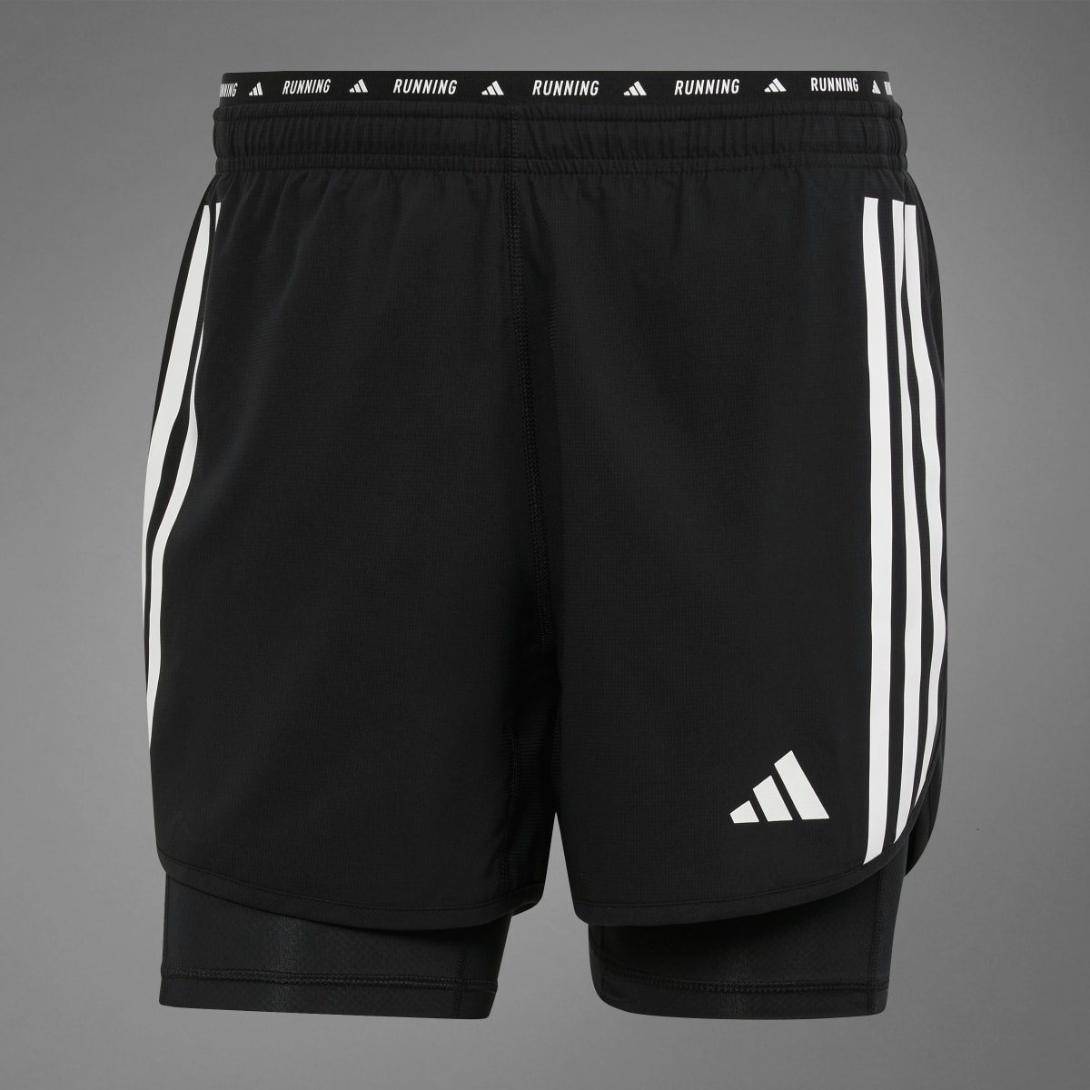 Adidas Own the Run 3-Streifen 2-in-1 Shorts. 9