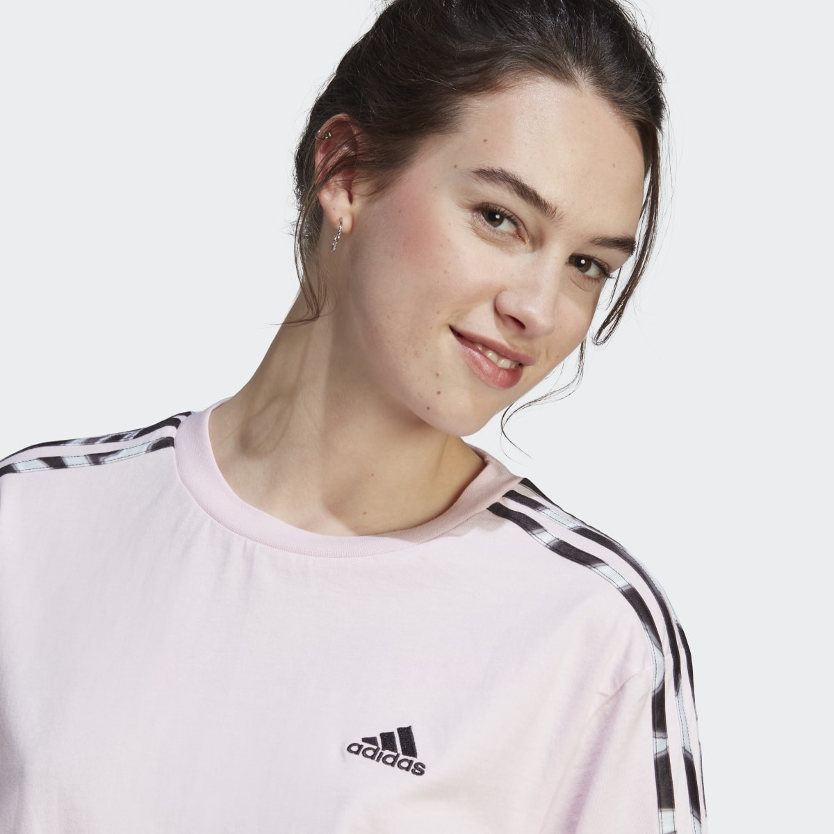 Adidas Vibrant Print 3-Stripes Cotton Crop Tee. 6