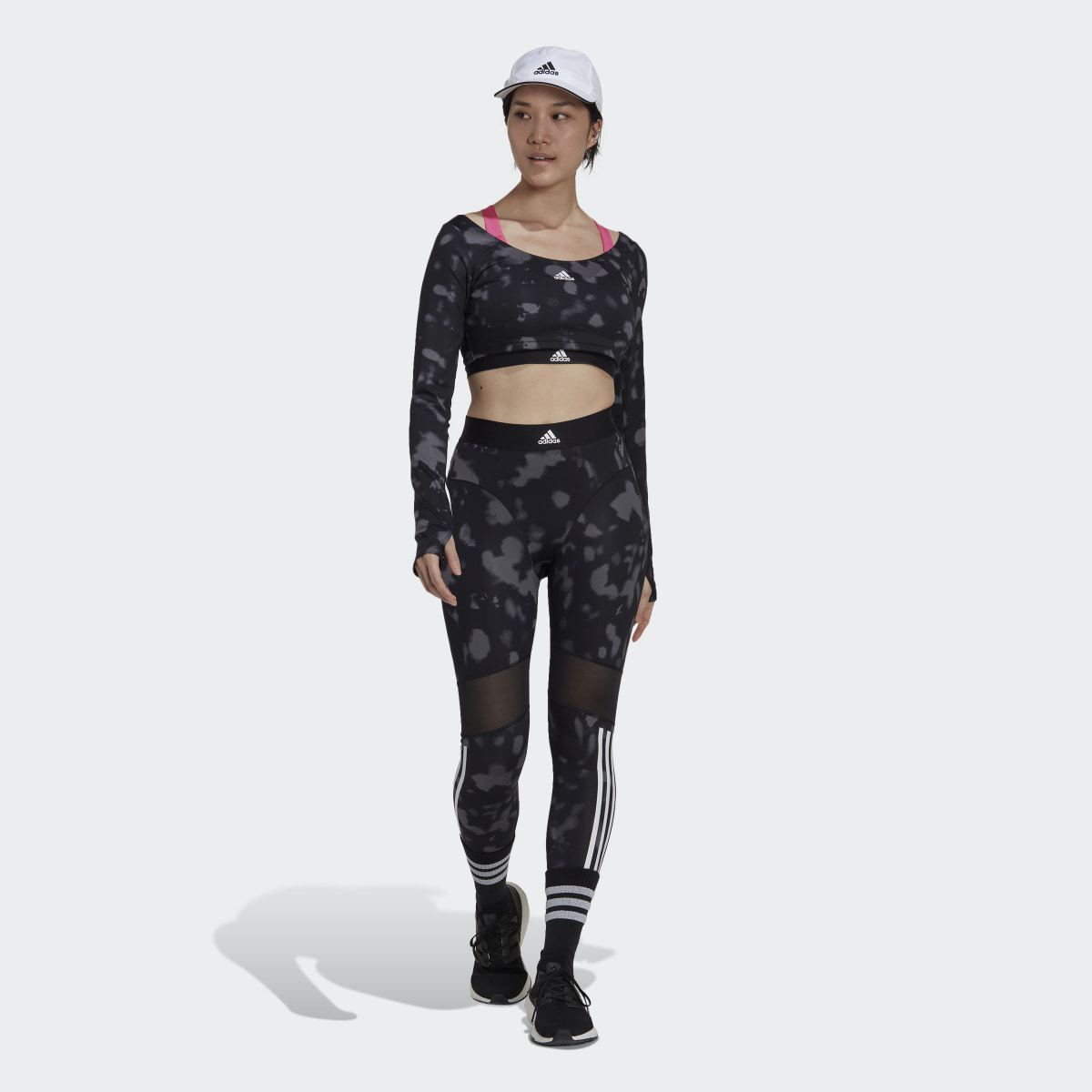 Adidas Hyperglam Cut 3-Stripes Long Sleeve Crop Top. 7