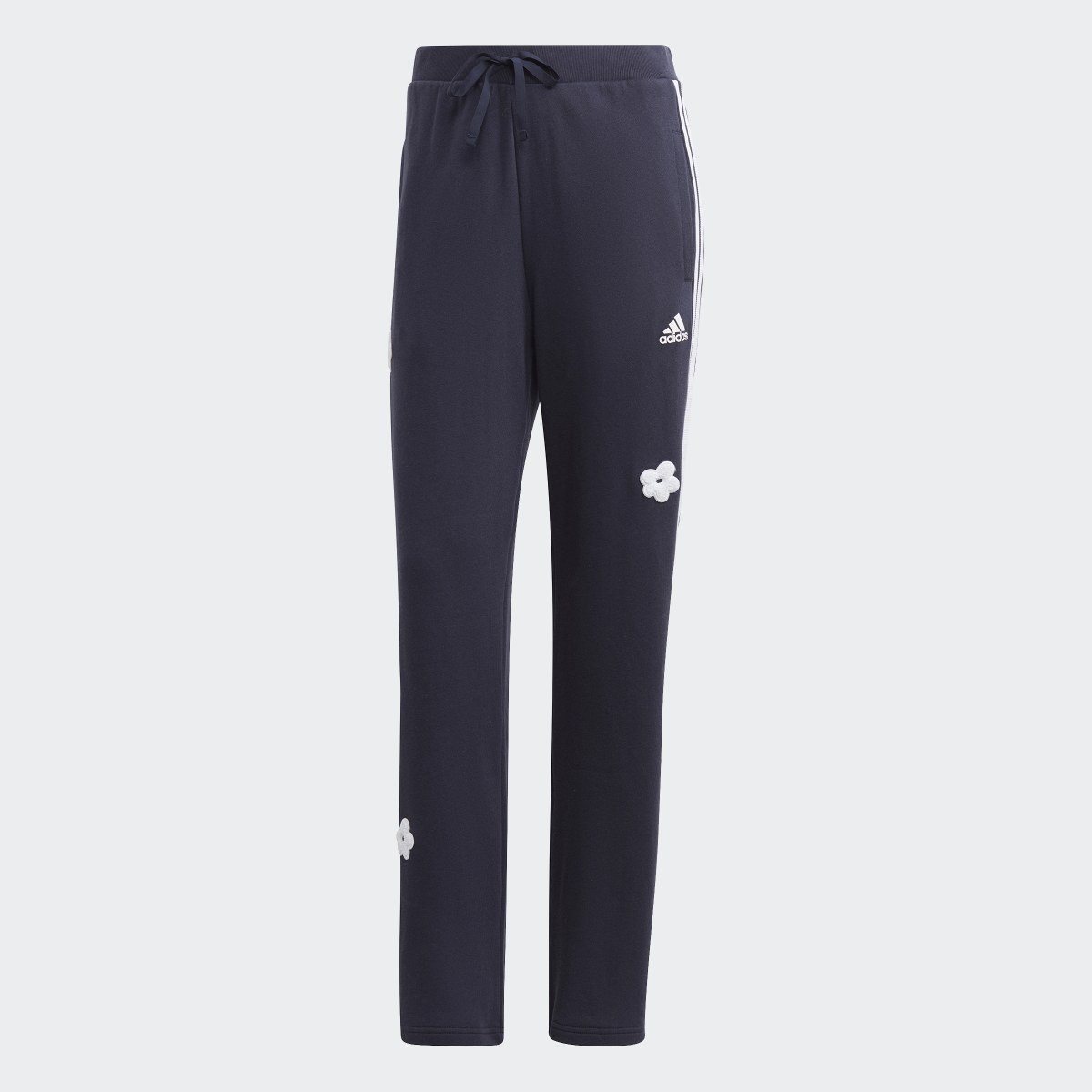 Adidas 3-Stripes High Rise Joggers with Chenille Flower Patches. 4