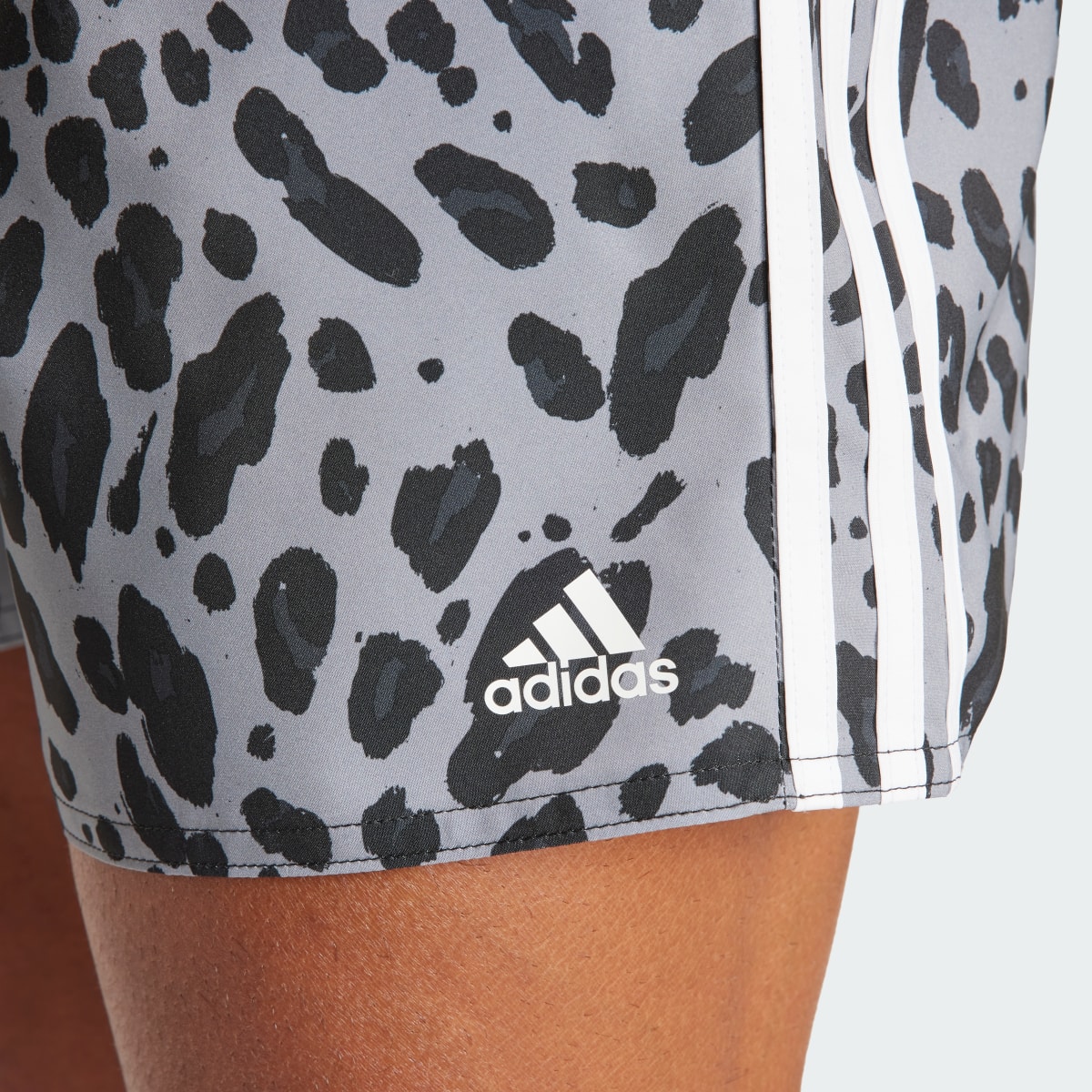 Adidas Essentials 3-Stripes Animal-Print CLX Swim Shorts. 7