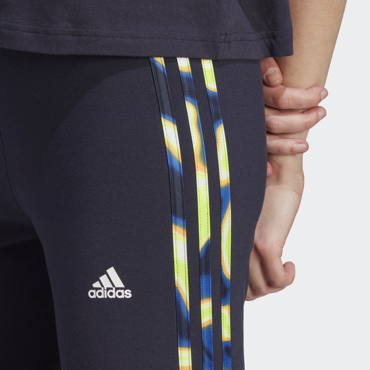 Adidas Vibrant Print 3-Stripes Cotton Leggings. 5