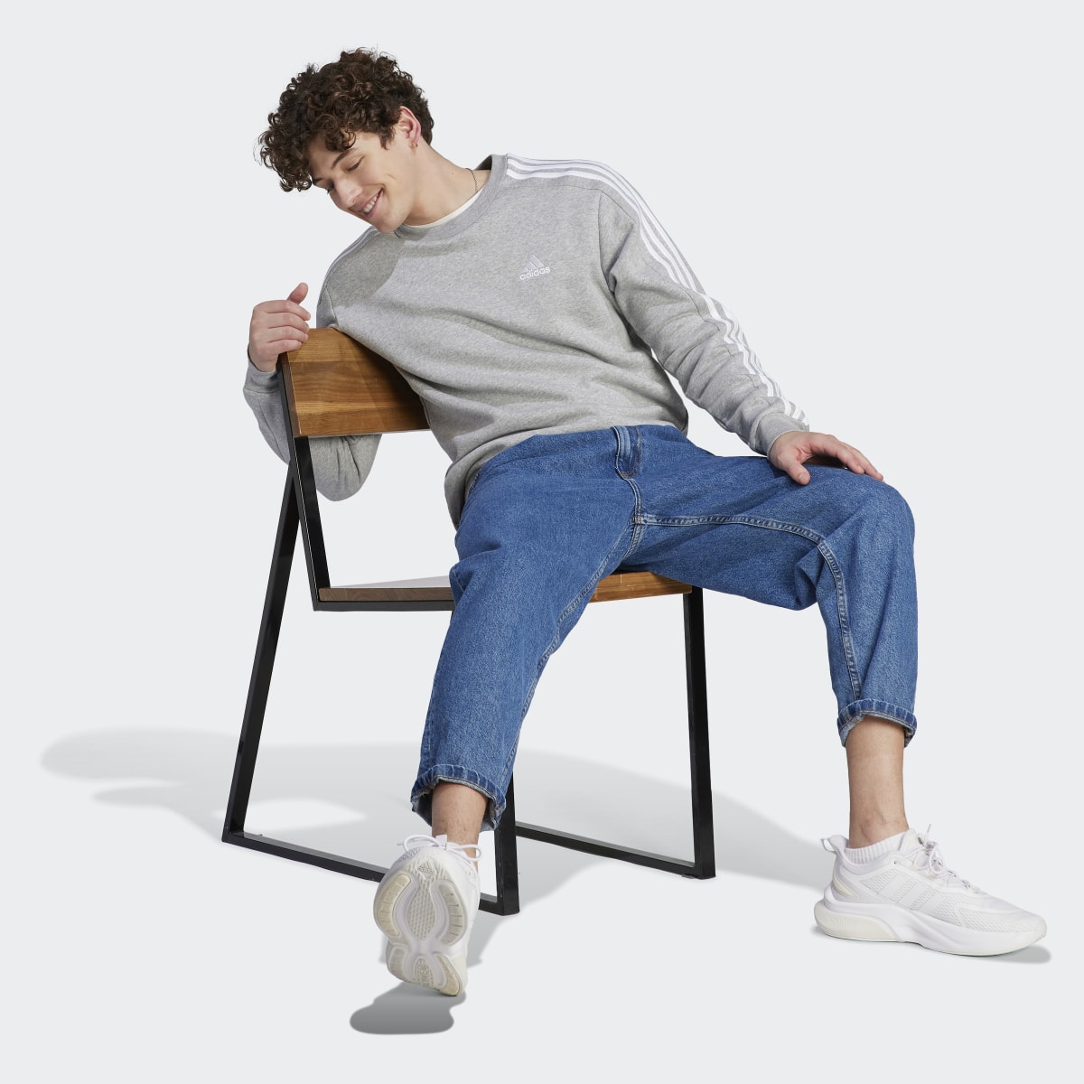 Adidas Essentials Fleece 3-Stripes Sweatshirt. 4