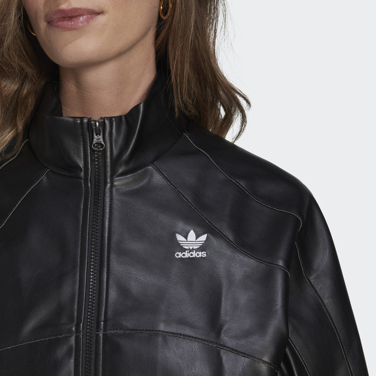 Adidas Centre Stage Faux Leather Jacket. 6