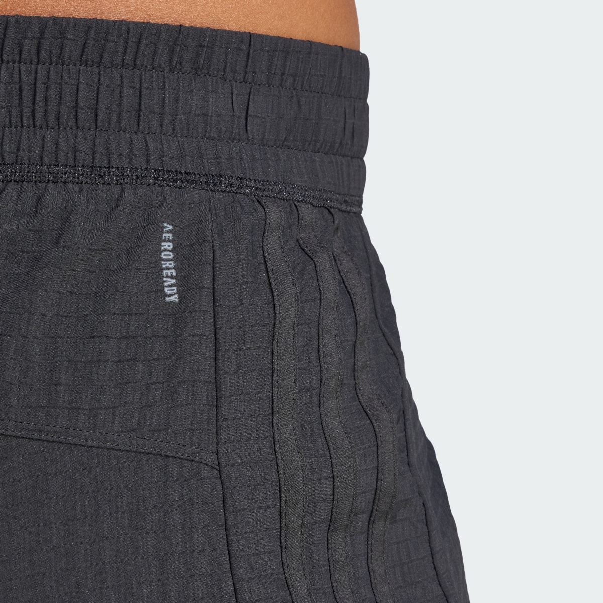 Adidas Pacer Training High-Waist Woven Seersucker 3-Stripes Shorts. 7