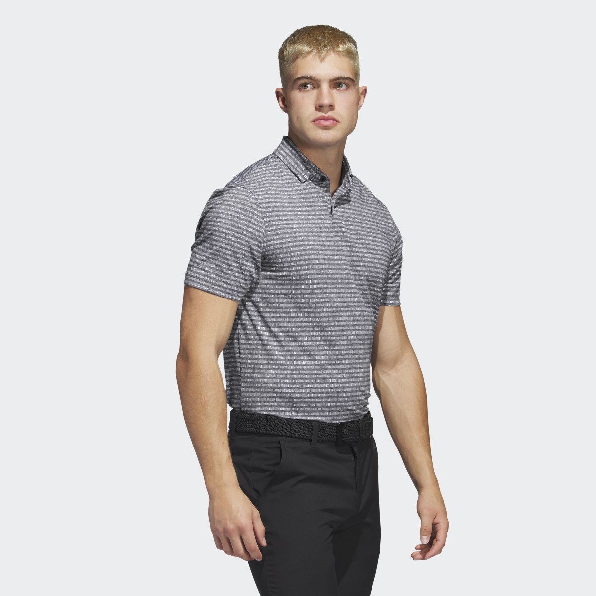 Adidas Go-To Striped Golf Polo Shirt. 4