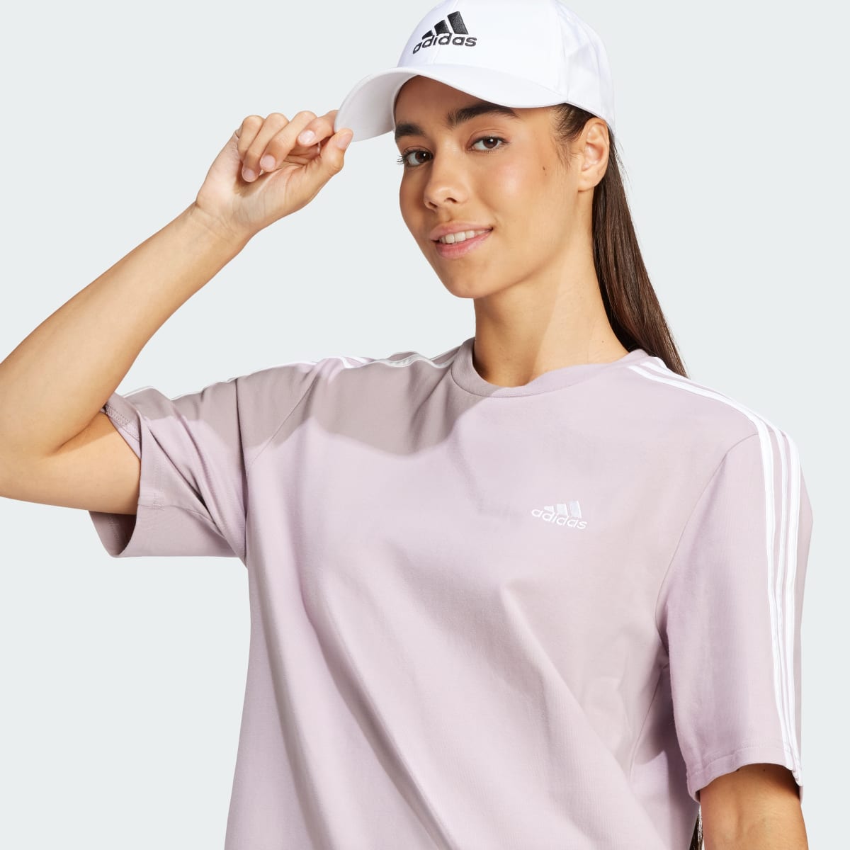 Adidas Essentials 3-Stripes Single Jersey Boyfriend Tee Dress. 6