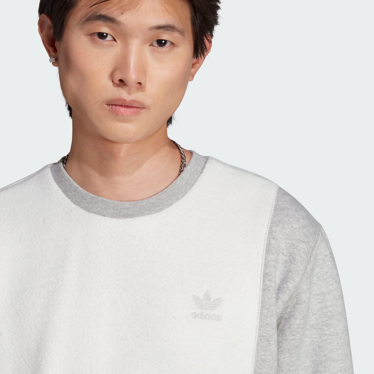 Adidas Essentials+ Trefoil Reverse Material Crew Sweatshirt. 6