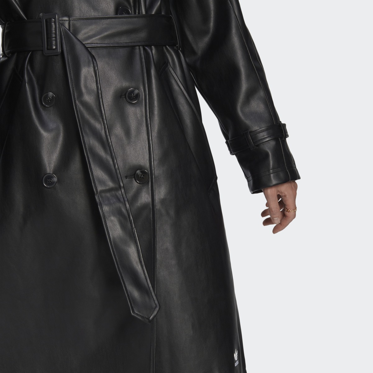 Adidas Centre Stage Faux Leather Trench Coat. 7
