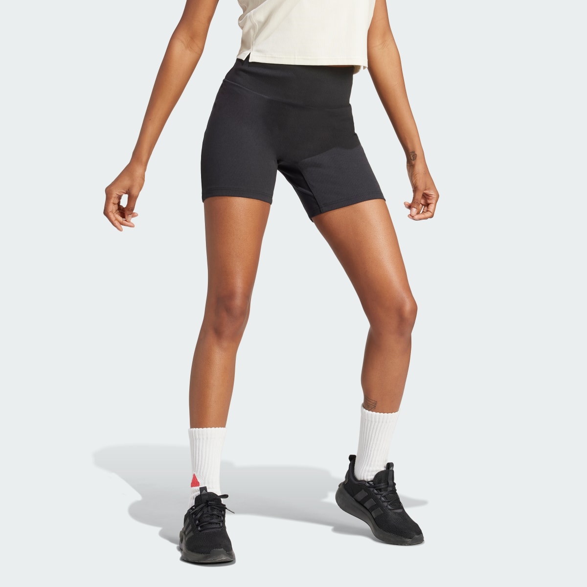 Adidas Lounge Ribbed High-Waist Bike Shorts. 4