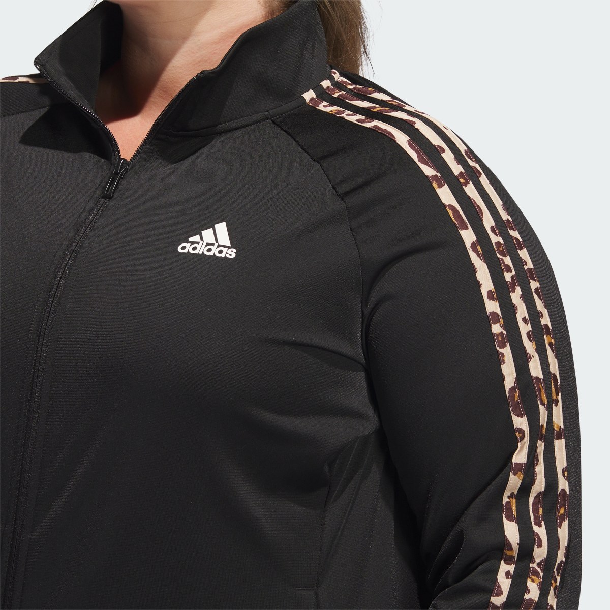 Adidas Essentials Animal Print Tricot 3-Stripes Track Jacket (Plus Size). 6