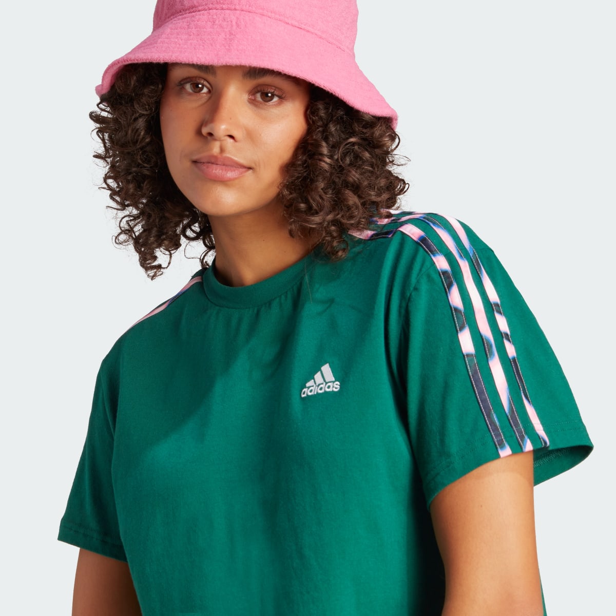 Adidas Vibrant Print 3-Stripes Cotton Crop Tee. 6