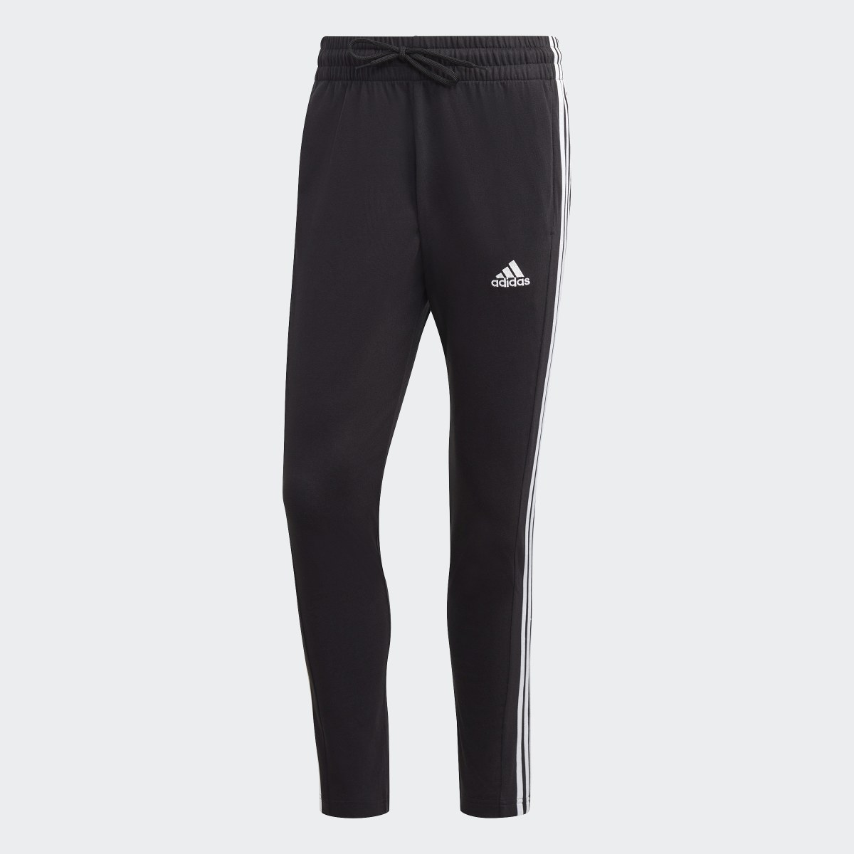 Adidas Essentials Single Jersey Tapered Open Hem 3-Stripes Pants. 4
