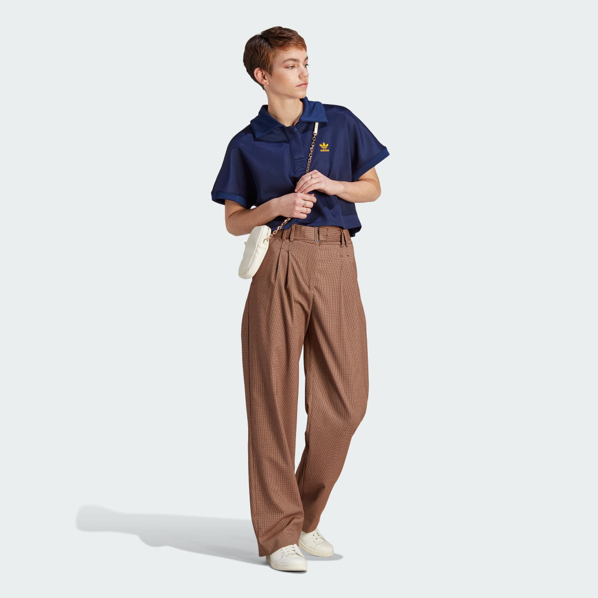 Adidas Adicolor Classics Oversized Crop Polo Tişört. 4