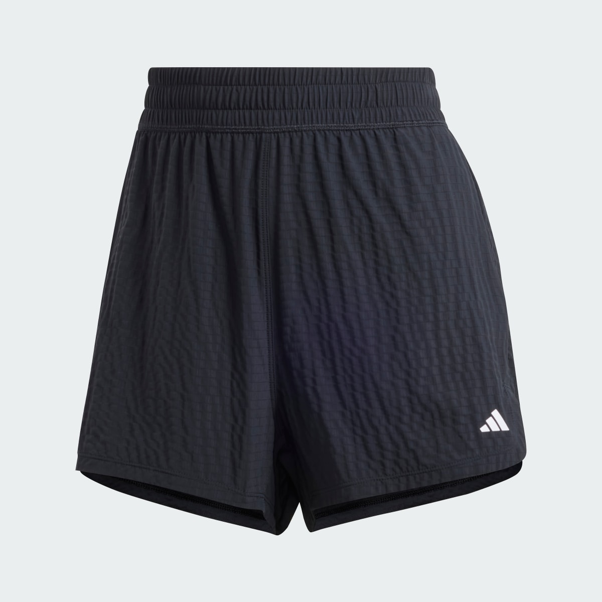 Adidas Pacer Training High-Waist Woven Seersucker 3-Stripes Shorts. 5