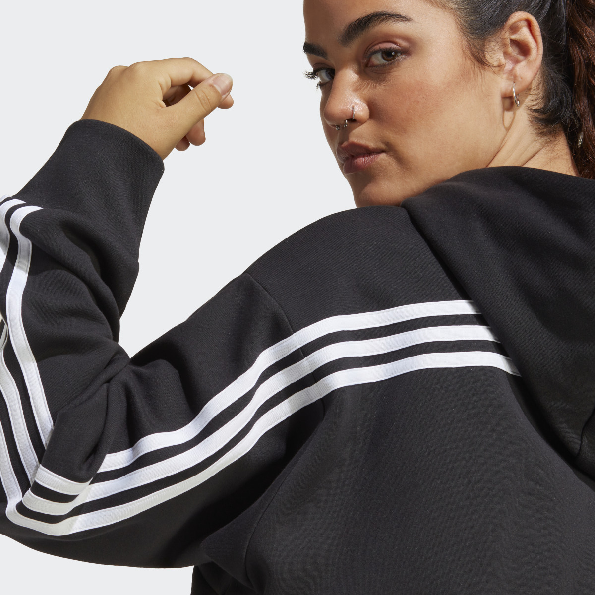 Adidas Future Icons 3-Stripes Full-Zip Hoodie (Plus Size). 7