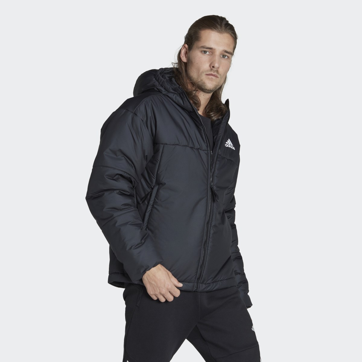 Adidas BSC 3-Streifen Puffy Hooded Jacke. 4