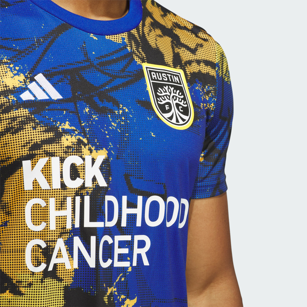 Adidas Austin FC Marvel MLS Kick Childhood Cancer Pre-Match Jersey. 7