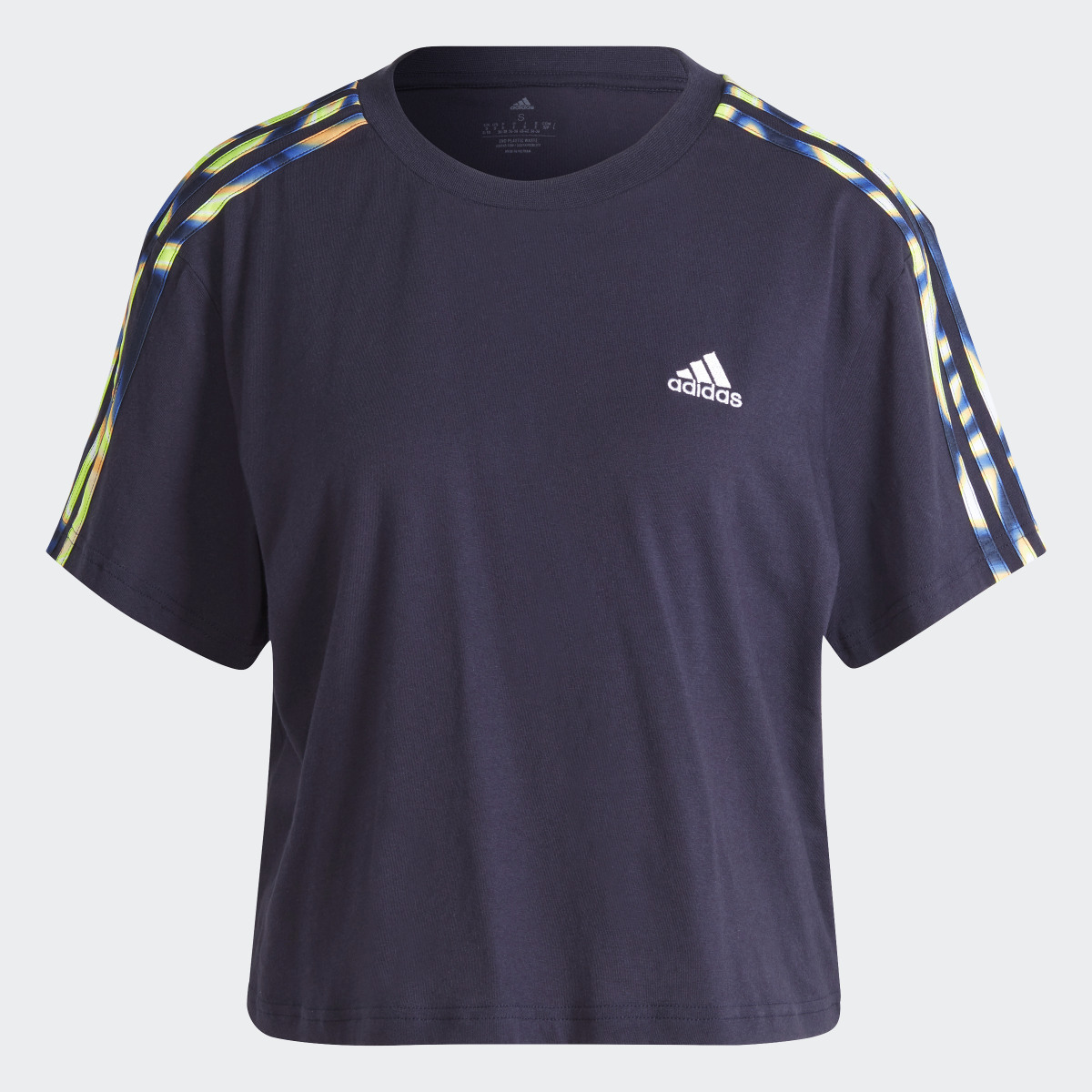 Adidas Vibrant Print 3-Stripes Cotton Crop Tee. 5