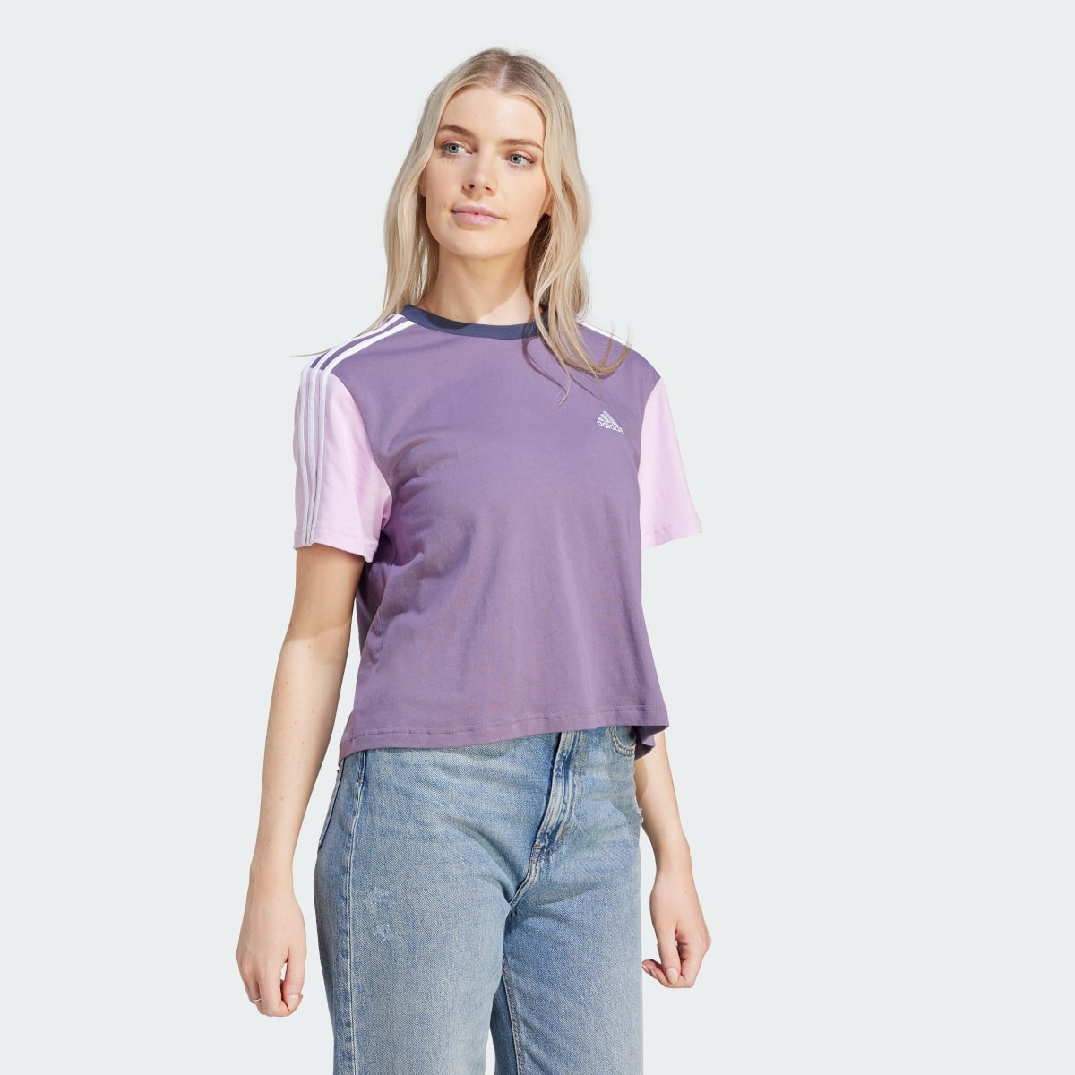 Adidas Essentials 3-Stripes Single Jersey Crop Top. 4