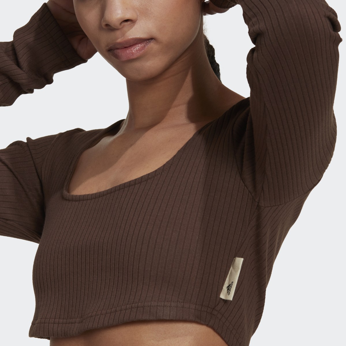 Adidas Studio Lounge Ribbed Cropped Long Sleeve Tee. 6